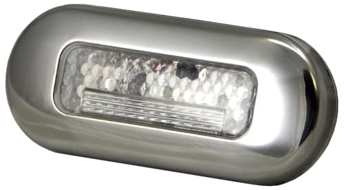 T-H Marine Premium Stainless Steel LED Oblong Courtesy Lights - Waterproof & Compact, Perfect for Boat, RV, and Outdoor Use, RGB & White Options, Easy Installation Surface Mount Lighting - White