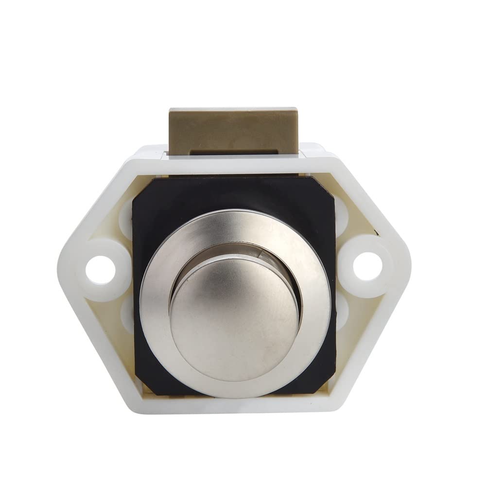 Cerradura de botón, cerradura de paleta de remolque, cerradura de puerta de caravana, 5 piezas Camper Car Push Lock 20 mm RV Caravana Barco Motor Casa Gabinete Cajón Cerraduras de botón for herrajes f
