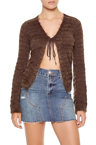 Forever 21 Women's Fuzzy Knit Cardigan Sweater