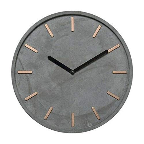 Wanduhr rund aus Zement grau und Metall Kupfer
