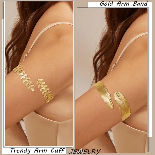 COLOYAN 6 PCS Arm Cuff Jewelry for Women, Arm Bracelet Upper Arm, Gold Arm Cuff Bangle Band Adjustable Armband Set4