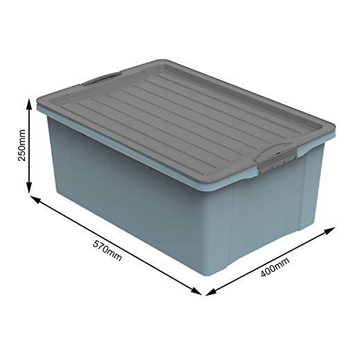 Rotho Compact Aufbewahrungsbox 38l mit Deckel, Kunststoff, blau