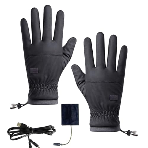 Quorvex Beheizbare Arbeitshandschuhe, Warme USB Handschuhe Handwärmer Für Damen Herren Unisex, Rutschfeste Elektrische Touchscreen Fäustlinge Für Arbeiten Schlittenfahren Snowboarden Radfahren Wandern