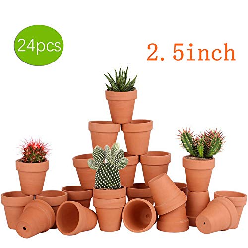 24Pcs Small Mini Clay Pots, 2.5'' Terracotta Pot Clay Ceramic Pottery Planter, Cactus Flower Terra Cotta Pots, Succulents Nursery Pots, With Drainage Hole, For Indoor/Outdoor Plants, Crafts,Wedding #TOP1