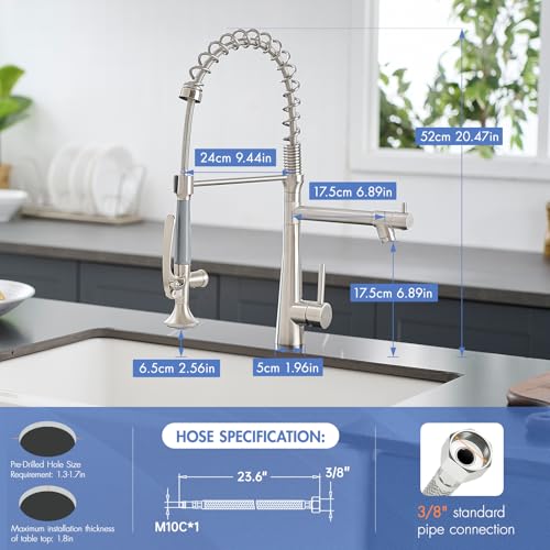 Image of Kitchen Faucet with Pull Down Sprayer,AIMADI Commercial Stainless Steel | Kitchen Sink Faucets with Sprayer,Brushed Nickel