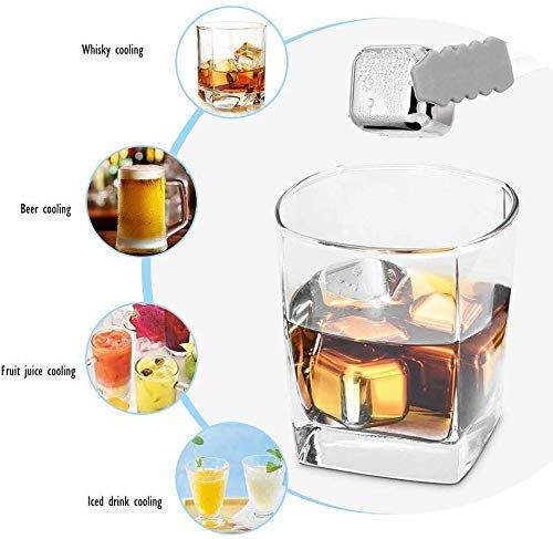 Image of Anything & Everything Stainless Steel Ice Cubes (Pack of 4),Whiskey Stones, Reusable Chilling Stones with Tongs for Whiskey Wine, Vodka, Liqueurs, White Wine, Beer, Stainless Steel ice Cubes
