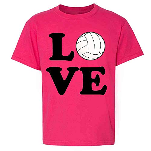 Volleyball Love Team Player Cute Fan Pink L Youth Kids Girl Boy T-Shirt