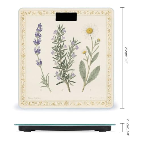 Báscula digital para baño con diseño botánico de hierbas florales miniatura 2