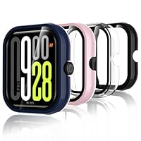 Bigqin 4 Stück Schutzhülle Kompatibel mit Xiaomi Redmi Watch 5, Hart PC Hülle mit Displayschutzfolie, HD Case Cover mit gehärtetem Glas - Rosa/Schwarz/Blau/Transparent