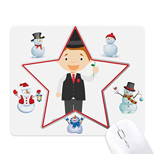 Tapis de souris bonhomme de neige d'Argentine en costume noir pour décorer votre bureau de Noël