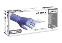 REFLEXX R99/S \hirisk,\ Die hohe Widerstand puderfrei Nitril Handschuhe Gr 8,9, Gr. S, Blau (50 Stück)