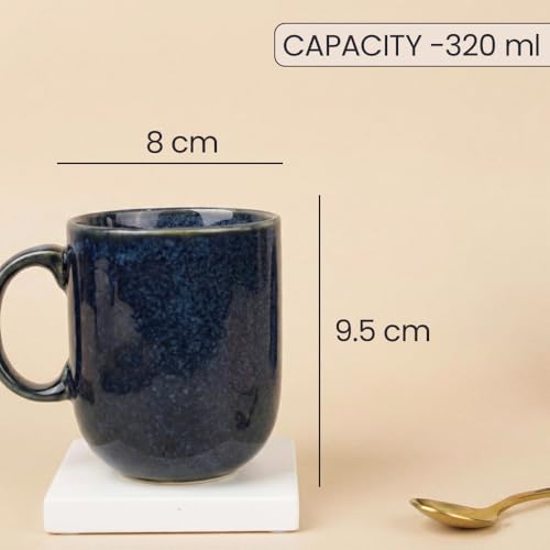 Image of The Earth Store Galaxy Blue Cylus Coffee Mug - 320ML Ceramic Coffee Mugs Set of 2 | Microwave & Dishwasher Safe Mugs for Gift | Home | Office | Restaurant | Daily Use Tea Mug