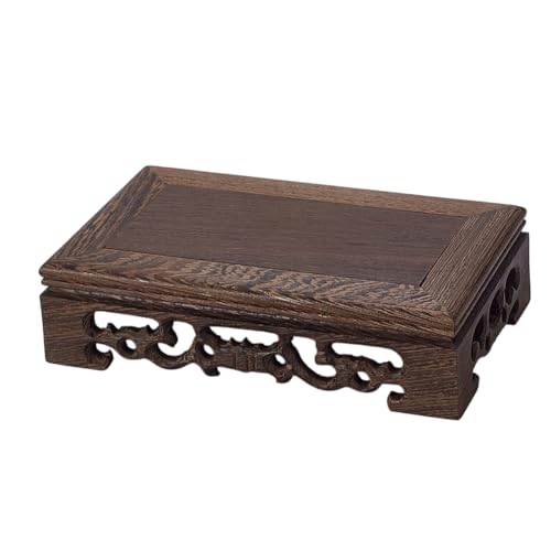 AHANDMAKER Base de exhibición de madera de 3.5 x 5.9 pulgadas, rectangular para jarrón, soporte de pedestal de estilo oriental para jarrón, macetas, lámpara de mesa, pecera, decoración del hogar