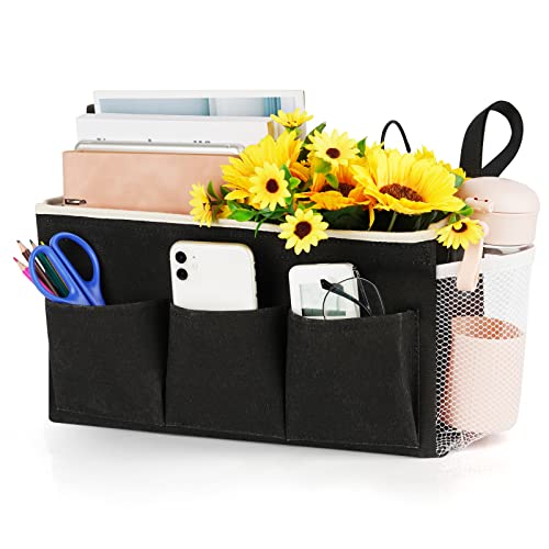 Image of Loghot Bedside Caddy /Bedside Storage Bag Hanging Organizer for Bunk and Hospital Beds,Dorm Rooms Bed Rails,Can be Placed Glasses,Books,Mobile Phones,Keys (New Black)
