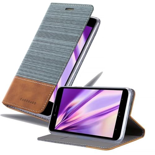 Cadorabo Custodia Libro per Lenovo K6 / K6 POWER in GRIGIO CHIARO MARRONE - con Vani di Carte, Funzione Stand e Chiusura Magnetica - Portafoglio Cover Case Wallet Book Etui Protezione