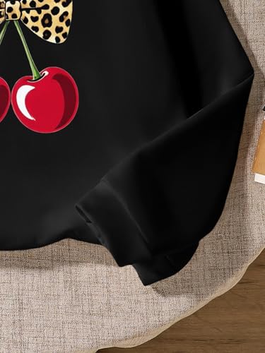 Floerns Girl's Y2k Cheetah Print Hoodie Sweatshirt Cherry Long Sleeve Pullover Tops4