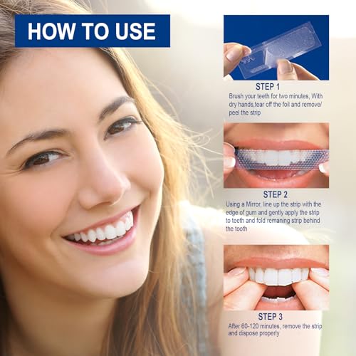 Image of Generic Teeth Whitening Strips - 28 Strips Enamel Safe for Whiter Teeth, Non-Sensitive Formula, Deep Stains Removal Tooth Whitening, Mint