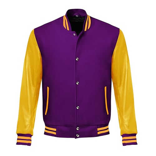 Image of Red And Black Letterman Jacket Men - Mens Black Varsity Letterman High School Baseball Bomber Jacket