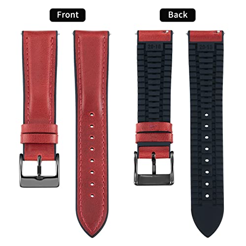 Image of BINLUN Leather Watch Band 14mm 16mm 18mm 19mm 20mm 21mm 22mm Quick Release Premium Oil Wax Leather and Breathable Silicone Hybrid Watch Bands Replacement Strap for Men Women