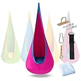 DEARCOOL Kids Pod Swing Seat, Child Hammock Chair with Inflatable Cushion, Cotton, for Indoor and Ou