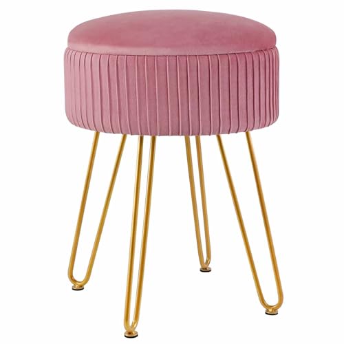 Tabouret de coiffeuse rond réglable avec rangement pour maquillage et chambre