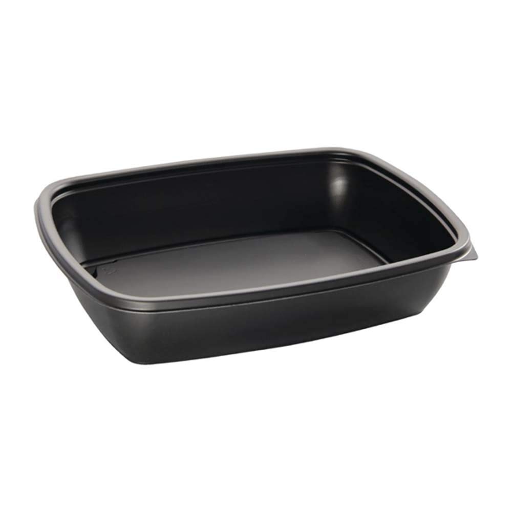 DE763 - Contenedores de alimentos rectangulares medianos, capacidad de 900 ml, 48 mm x 168 mm x 230 mm, color negro, paquete de 300
