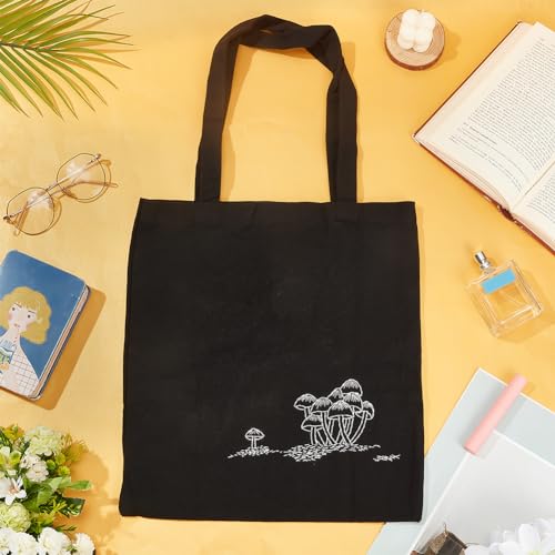 Image of FREEBLOSS Sashiko Mushroom Canvas Bag Sashiko Kit with Full Sashiko Supplies Embroidery Kit with Instructions Sashiko Thread and Needles Hand Sewing Kit for Adults Beginners, Navy Blue