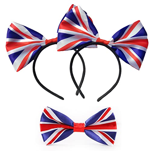 ZWZNBL Lot de 2 bandeaux à cheveux avec nœud papillon Motif Union Jack