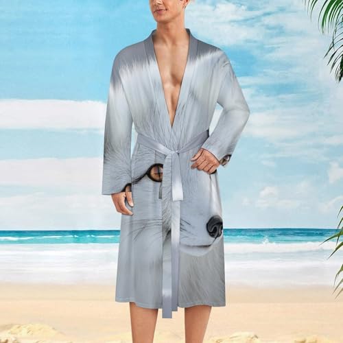 Bata de baño para hombre de manga larga suave ropa de dormir con acabado premium 3