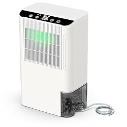 Dehumidifiers for Home, 2000 Sq.Ft Small Dehumidifier with 3.3ft Drain Hose, 2.5L Tank, Timer Sleep Mode, Portable Dehumidifier for Basement, Bedroom, Bathroom (Milk White)