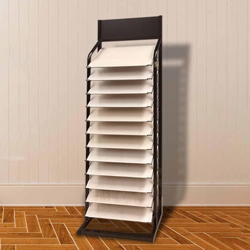 Qingzhi Standing Metal Building Material Sample Display Rack, Commercial Oblique Insertion Sample Holder for Door Quartz Stone Glass, Large Porcelain Storage for Exhibition Halls(34x13.8inch/86x35cm)