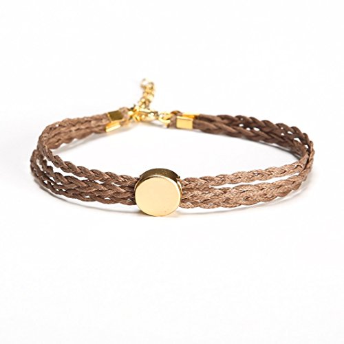 Shani & Adi Jewelry Anklet, Braided Ankle Bracelet With A Gold Round Bead, Three Brown Braids. Braided Anklet, Minimalist #TOP23