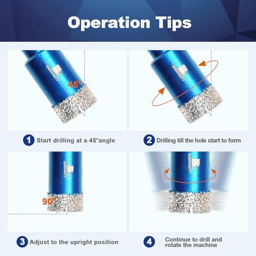 Image of Dry Diamond Core Drill Bit,BRSCHNITT 90mm Diamond Hole Saw Core Drill Bit with Triangle Shank for Porcelain Tile Ceramic Stone Granite Marble