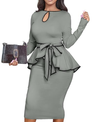 Image of Women's Bodycon Vintage Dresses Elegant Peplum Dresses for Women Business Work Office
