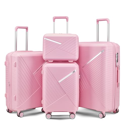 4 Piece Luggage Sets, Expandable Lightweight Suitcase with 360° Spinner Wheels