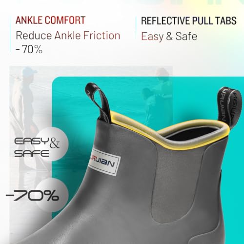 Image of Furuian Men's Deck Boots Waterproof Ankle Rain Boots Fishing Boots