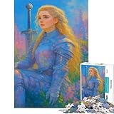 Rompecabezas para Adolescentes 1000 Piezas Caballero Rubio en Campo Floral Rompecabezas para Adultos Regalos de cumpleaños Juegos Familiares para Mayores de 14 años 38x52cm