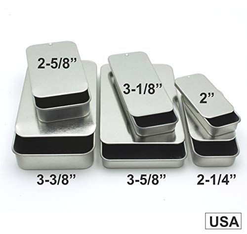 Magnakoys Silver Rectangular Metal Tins With Slider Tops For Crafts, Pills, Geocaching, Survival Gear (5, 2-5/8 Inch Tins) #TOP2