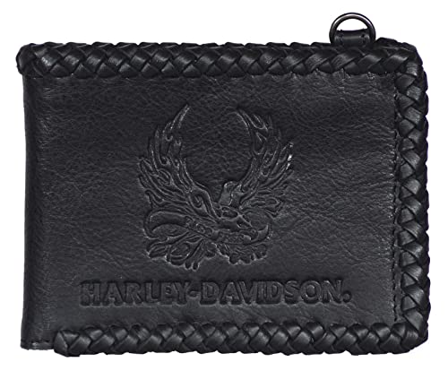 Harley-Davidson Men's Ride Free Bi-Fold Leather Wallet w/RFID Protection - Black