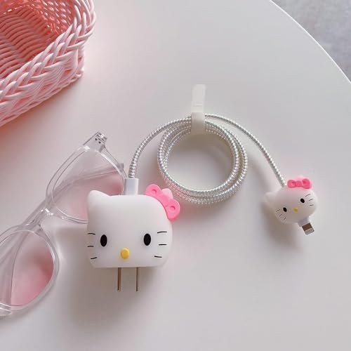 Image of Cartoon 3D Design Protective Case Compatible with Apple 18W - 20W USB-C Power Adapter Charger, Protective Cover for iPhone 18W & 20W Power Adapter Charger with Wire Saver. (Pink-Cat)
