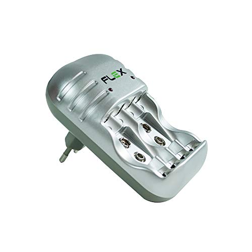 Carregador de Pilha Flex com 4 Pilhas AAA 1100mah Palito Recarregáveis Bivolt