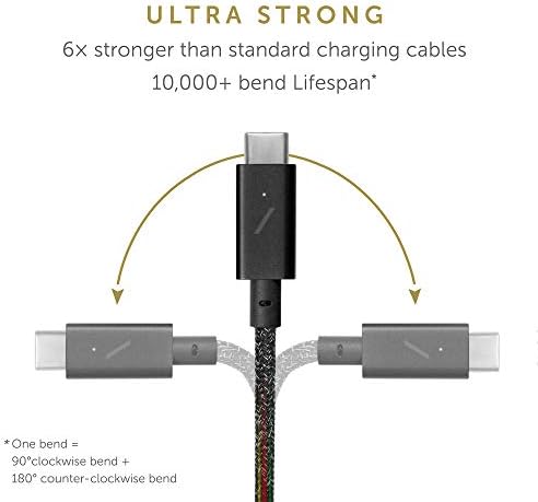 Native Union Type-C Belt Cable Pro - USB-C to USB-C - 2.4m Ultra-Strong Charging Cable with Leather Strap Compatible with MacBook Pro 2017-2022, Microsoft Surface Go, Google Pixel 7/7 Pro (Cosmos)