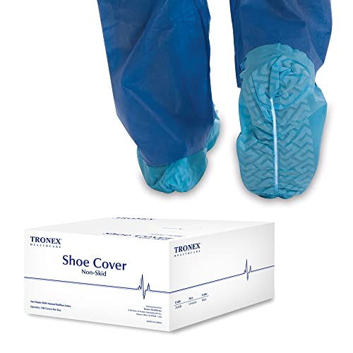 Tronex Non Slip Nonwoven Medical Disposable Shoe Cover, Fluid Resistant, Non-Skid Tread Pattern (300, Extra Large)