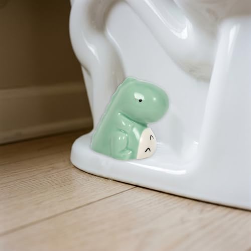 Image of ZUNON Toilet Bolt Caps, Decorative Toilet Bolt Covers, Ceramic Cute Dinosaur Covers Toilet Bolts Bathroom Decor Easy Installation Set of 2 (Green Dinosaur 2PCS)