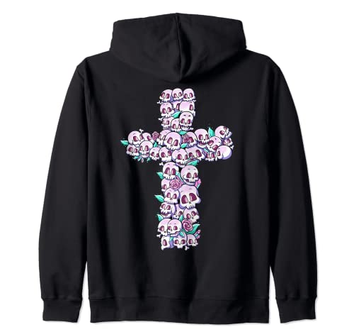 Kawaii pastel goth crânes et roses mignon effrayant occulte goth sweat à capuche
