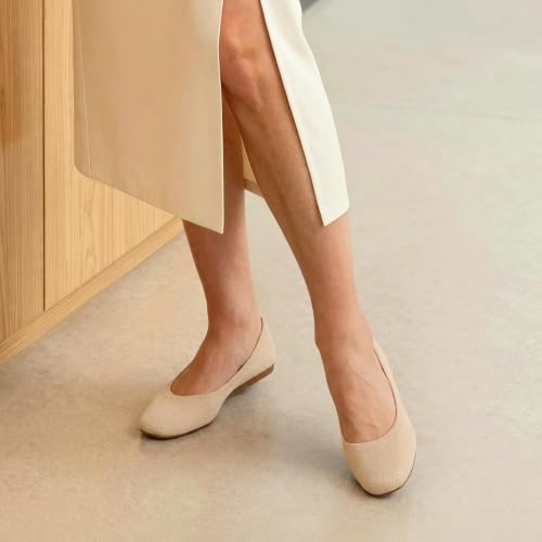 Image of DREAM PAIRS Women's Dress Knit Ballet Comfort Flats | Comfortable Round Toe Slip-On Flexible Portable Breathable Dress Office Flats for Daily Walking and Travel