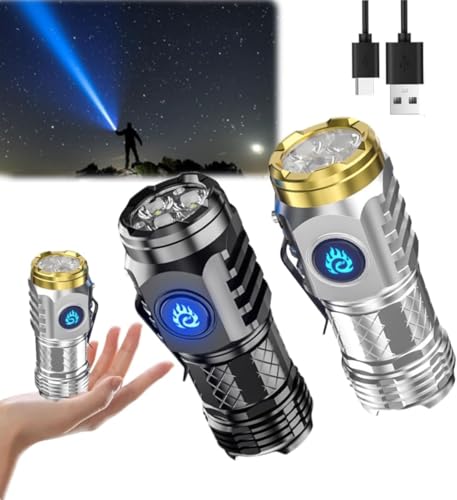 Three-Eyed Monster Mini Flash Super Power Flashlight, Thumb Flashlight Mini Flashlights, Waterproof High Lumen Portable Mini Torch LED（2Pcs ）