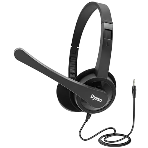 Dyazo Computer Wired Headphones | Headset with Mic | 3.5 MM Jack | Compatible for Laptops, PC, Notebooks (Black)