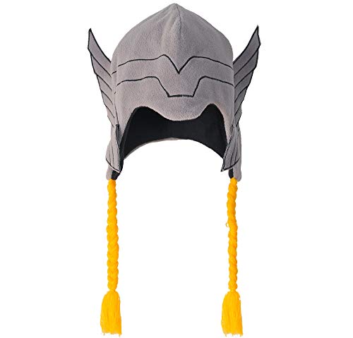 SUIT YOURSELF Thor Peruvian Hat for Children, One Size, Features Thor's Iconic Gray Helmet and Long Yellow Braided Cords