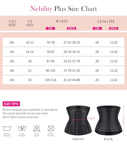 Nebility Waist Trainer For Women Shapewear Tummy Control Body Shaper Plus Size Waist Cincher Corset Sport Girdle Black thumb #5
